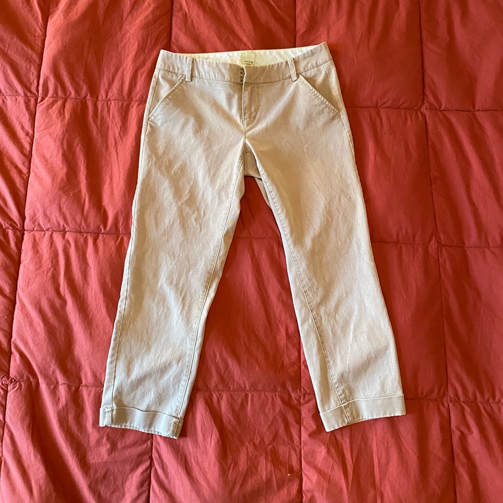 Women’s ECRU - soft, cropped roll cuff khaki pant